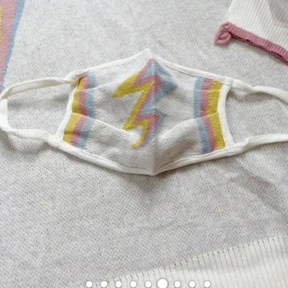 FATE Colorful Lighting Bolt Distressed Knit Sweater with matching mask 2X - Picture 3 of 10